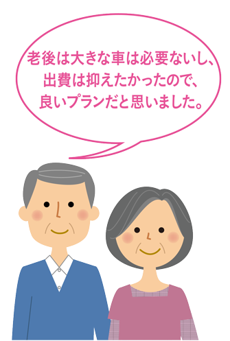 老後大きな車は必要ないし、出費は抑えたかったので良いプランだと思いました